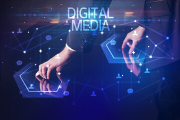 Navigating social networking with DIGITAL MEDIA inscription, new media concept