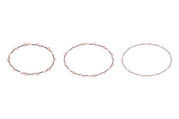 Fototapeta premium Collection of Easter willow wreaths. Oval wreath of willow stems.Vector flat illustration isolated on a white background. Design for invitations, postcards, and printing.