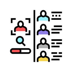 researching people with face id for access color icon vector. researching people with face id for access sign. isolated symbol illustration