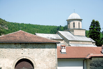 Main church and chapel of the manastir Visoki decani monastery in Decan, Kosovo. It is one of the...