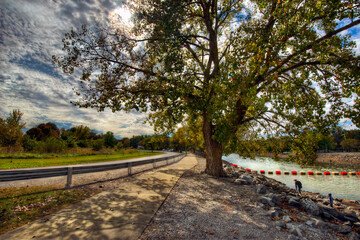 Kaskaskia River below spillway at Carlyle Lake Illinois