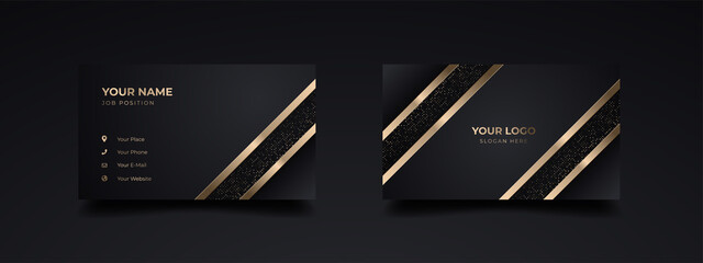 Modern luxury business card print template design. Inspiration from the abstract. Contact card for company. Two sided golden design . Vector illustration