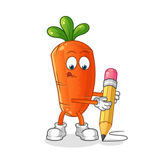 carrot write with pencil character. cartoon mascot vector