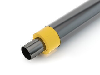 Insulated pipe, yellow foam, 3d illustration
