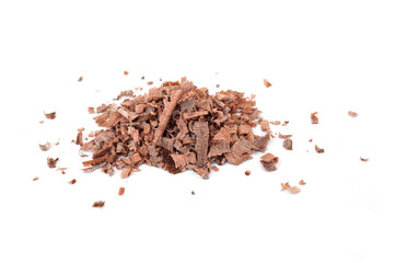 Dry wood sawdust on white background.