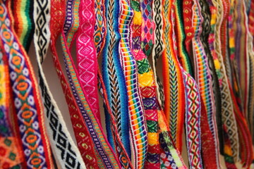 Typical Peruvian fabrics with embroidery and embroidery.