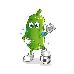 cucumber playing soccer illustration. character vector