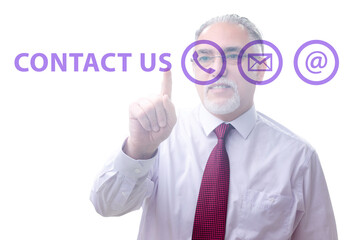 Businessman pressing in communication concept