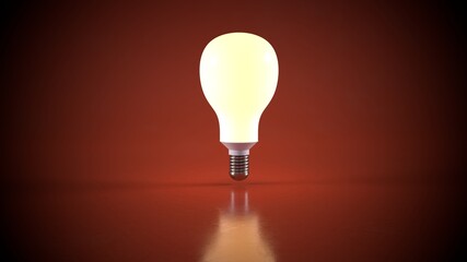 electric light bulb on red background 3D computer generated 