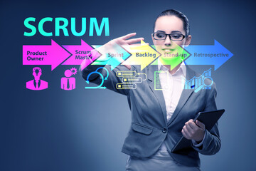 Businesswoman in SCRUM agile method concept