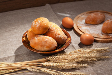 homemade pies on a bag, a village breakfast