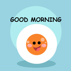 Cute egg smile good morning character vector template design illustration