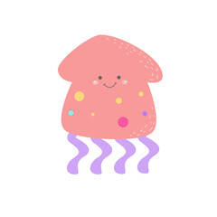 cute jellyfish animal character design vector template illustration