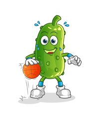 cucumber dribble basketball character. cartoon mascot vector