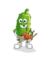 cucumber scottish with bagpipes vector. cartoon character
