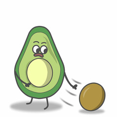 cute avocado football character vector template design illustration