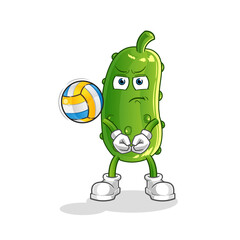 cucumber play volleyball mascot. cartoon vector