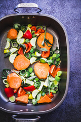 vegetables in a pan