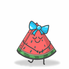 Cute Watermelon character vector template design illustration