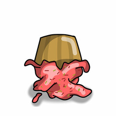 Spilled cute cupcake character vector template design illustrator