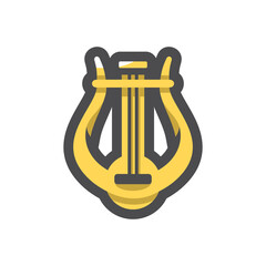 Greek Golden Lyre Vector icon Cartoon illustration.
