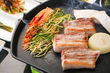 삼겹살 한국음식 Pork belly samgyeopsal