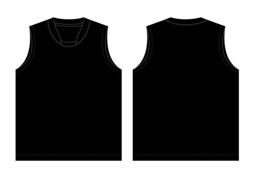 Blank Black Tank Top Template Vector On White Background.Front and Back Views.
