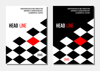 black white red chessboard abstract geometrical cover, business report or corporate strategy template