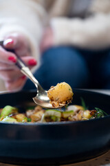 Vegetarian gnocchi plated dish