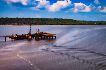 Zuari River Pier view from Zuari Bridge, Goa