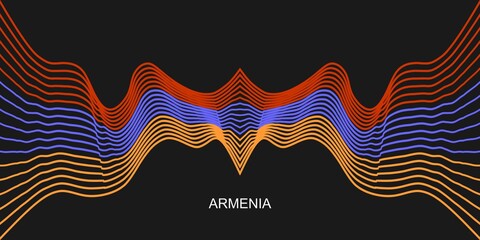 Flags of Armenia. Independence day celebration card concept. Waved stripes