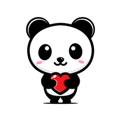 Naklejka premium vector design of cute cartoon panda hugging love