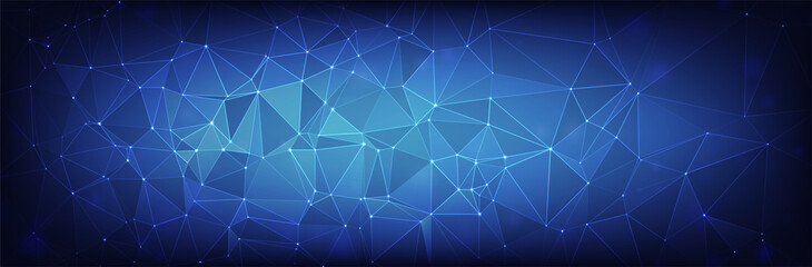 Abstract blue background. Low poly structure. Thin line triangles. Futuristic vector illustration
