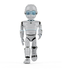 Cute robot with cartoon character walk