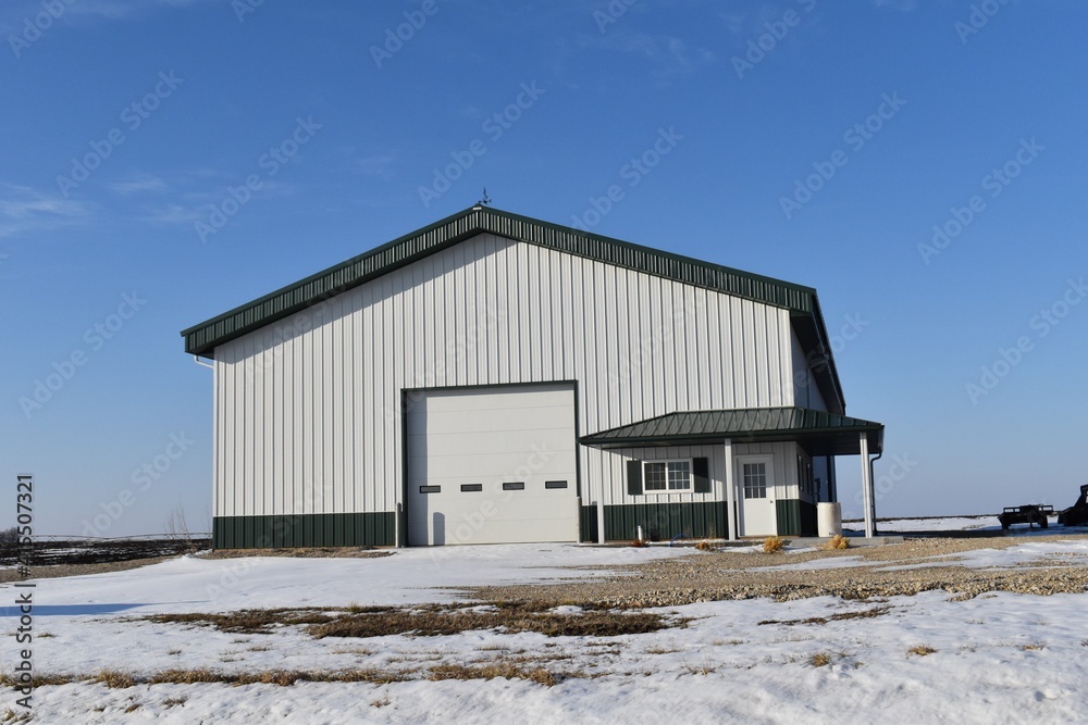 Wall mural metal farm building