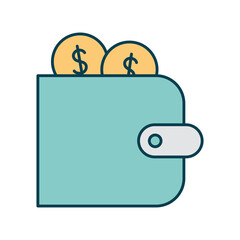 wallet with dollars on a white background