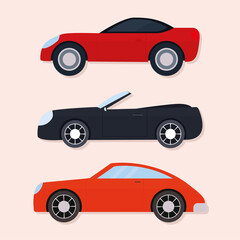 set of car icons on a pink background