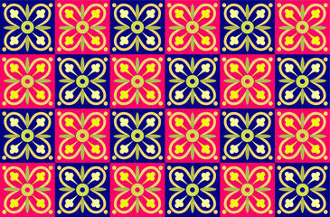 Traditional decorative tiles with classic decoration. Abstract background. Vector hand drawn illustration, signature tile, ceramic tile.