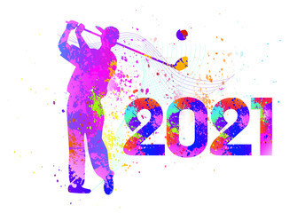 Golf logo design. 2021. Colorful sport background. Vector illustration.