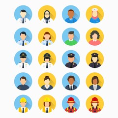 People with different profession with circle icon vector illustration