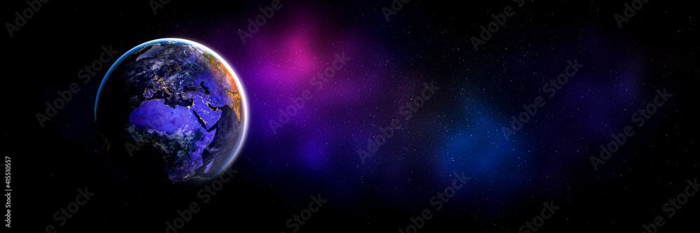 Sticker planet earth globe view from space showing realistic earth surface and world map as in outer space p