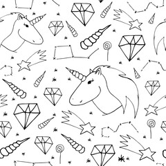 Dreamlike hand-drawn seamless pattern