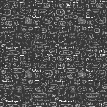 Hand-drawn Speech Bubble And Elements Seamless Pattern