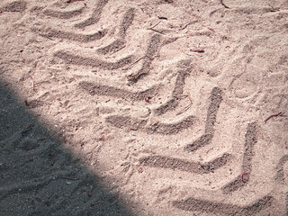 Full Frame Background of Tractor Tire Imprint in the Sand
