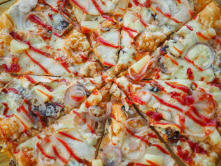 Appetizing pizza close up. Italian Cuisine