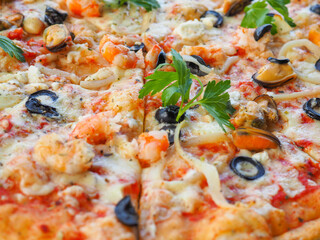 Appetizing pizza close up. Italian Cuisine