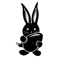 cute bunny is holding an Easter egg. silhouette. Vector graphics. eps format