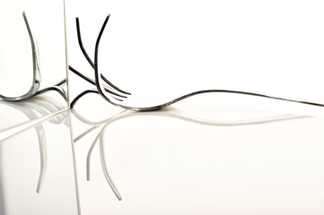 Concept with fork bird on fantasy background 