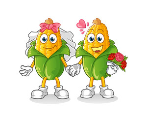 corn wedding cartoon. cartoon mascot vector