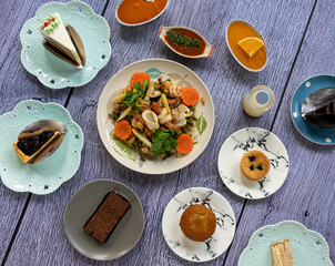 Thai Style Mixed Food and Desserts